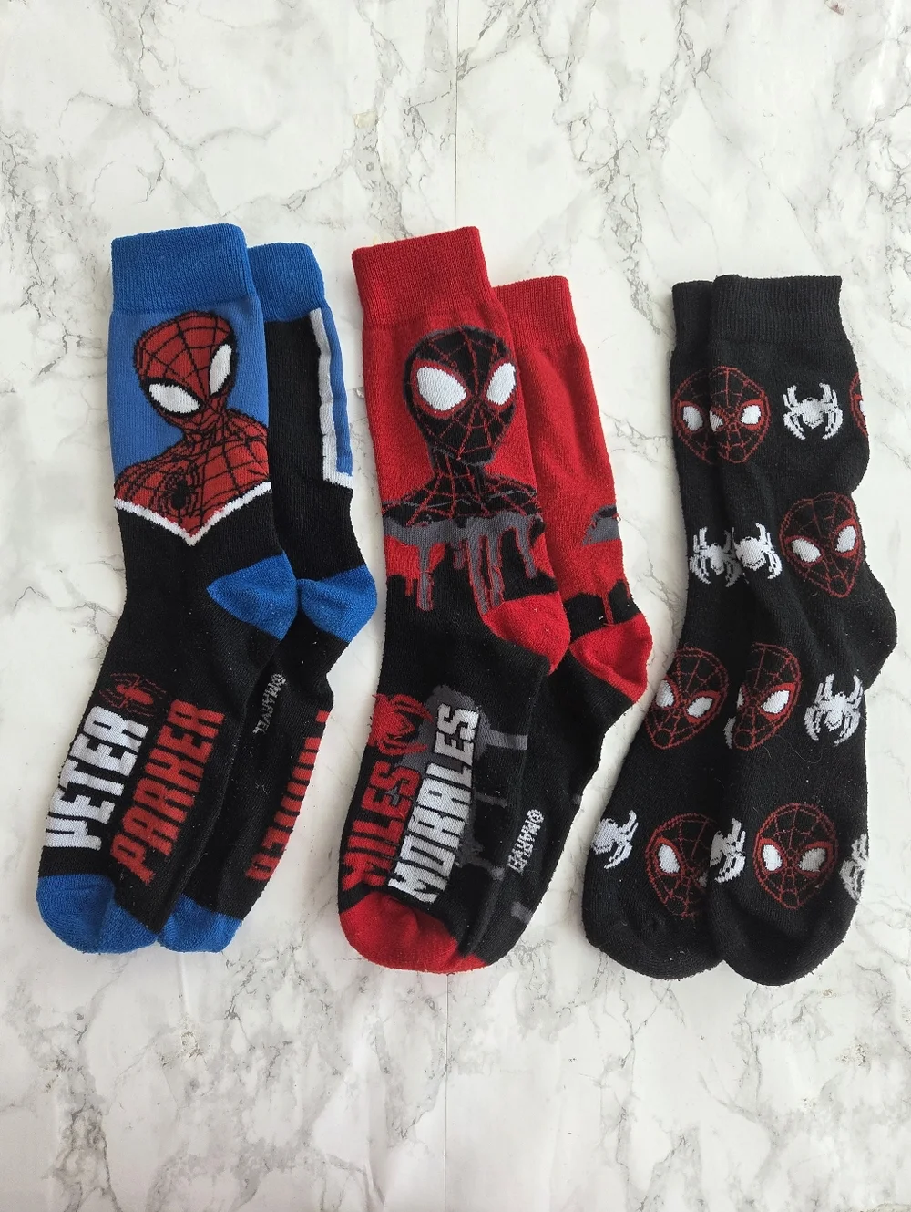 Bundle of 8 Pairs Marvel Spider-Man Crew Socks – Used – Mens/Youth